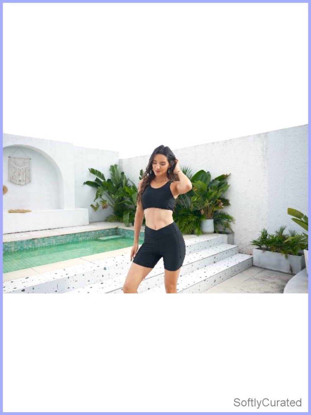 Women High Waisted Swim Shorts with Pockets Tummy Control Built-in Brief 5" - Picture 6 of 6